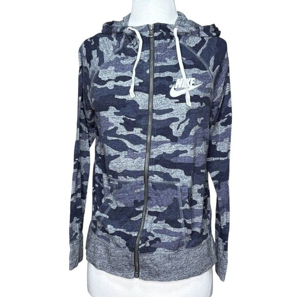 Nike Blue Gray Camo Zip Front Shirt Jacket Size Medium - Picture 1 of 6